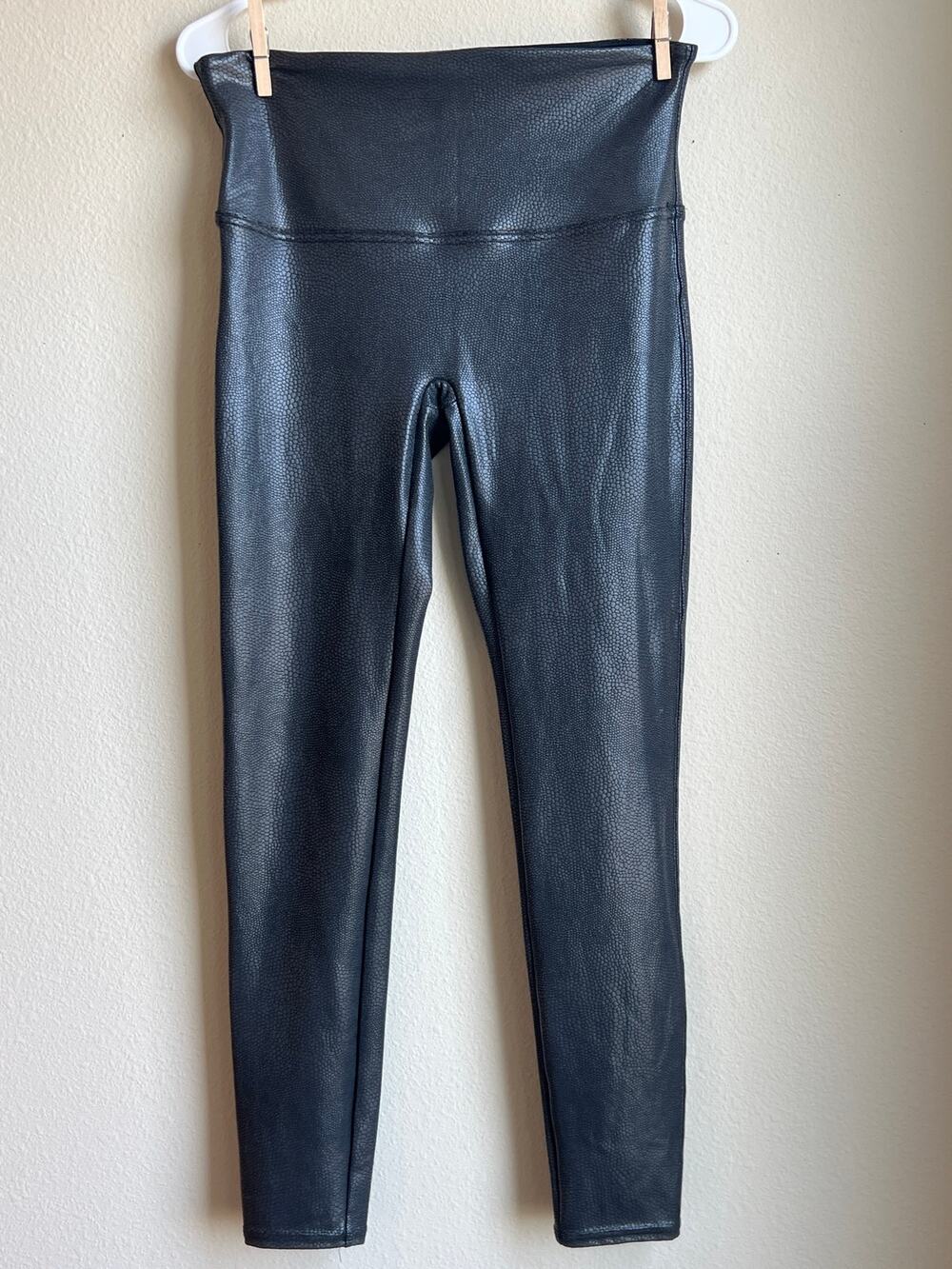 Spanx Faux Leather Snake Shine High Waisted Leggings Gray Size Large